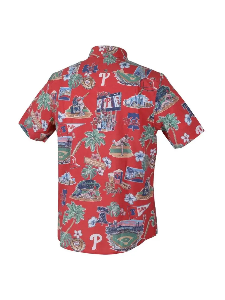 Reyn Spooner Мужская красная рубашка Philadelphia Phillies Scenic Tri-Blend на пуговицах — изображение 3 из 3, красный