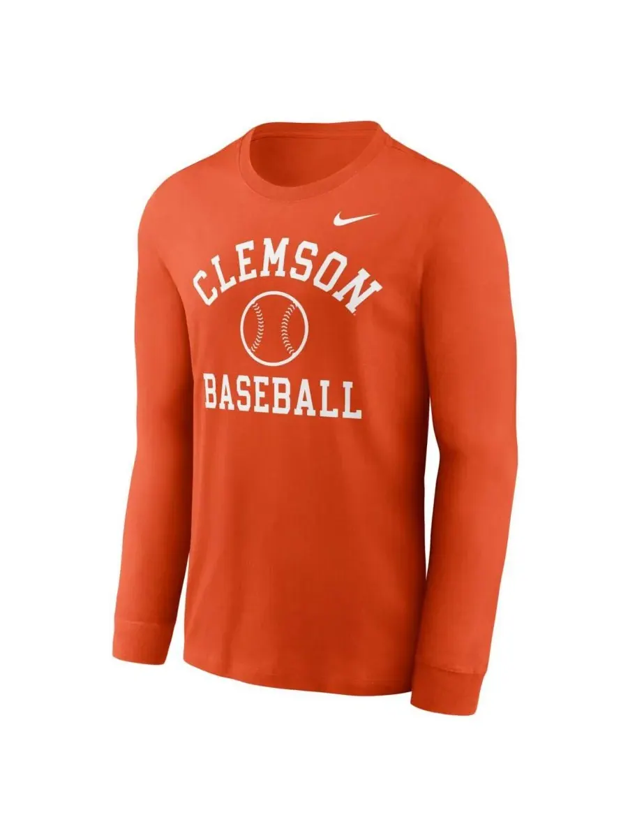 Nike Мужская оранжевая футболка с длинным рукавом Clemson Tigers Essential Baseball Arch — изображение 3 из 3, оранжевый