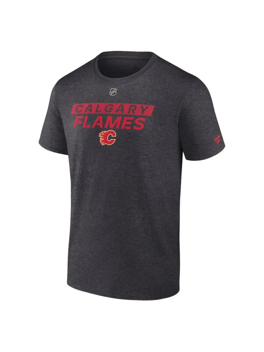 Fanatics Мужская футболка Calgary Flames Authentic Pro Core Primary цвета «серый меланж» — изображение 3 из 3, темно-серый
