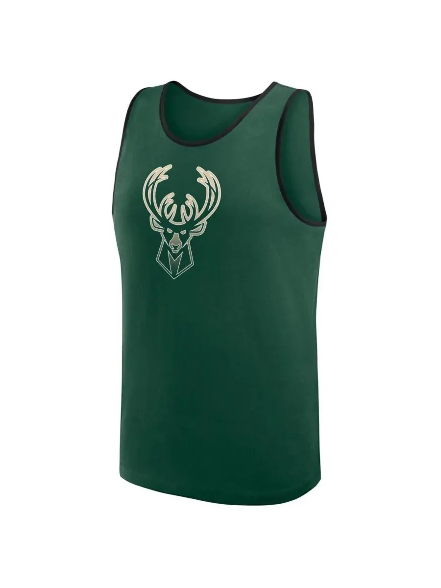 Logo Athletic Мужская футболка цвета «охотничий зеленый» с надписью «Milwaukee Bucks: — изображение 2 из 3