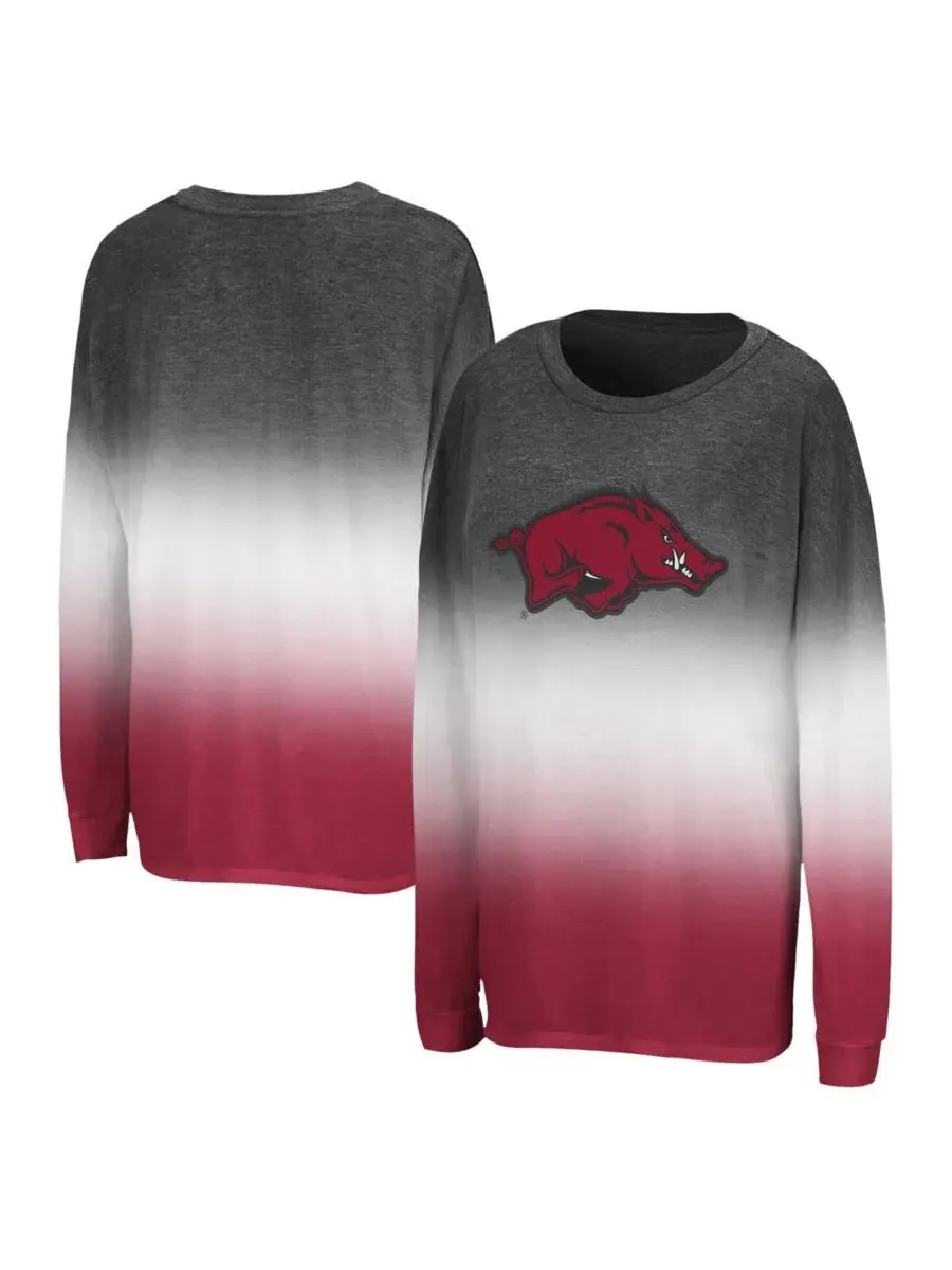 Colosseum Женская черная футболка с длинным рукавом Arkansas Razorbacks Winkle Dip Dye — изображение 1 из 3, черный