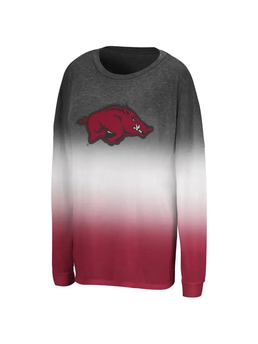 Colosseum Женская черная футболка с длинным рукавом Arkansas Razorbacks Winkle Dip Dye — изображение 3 из 3, черный