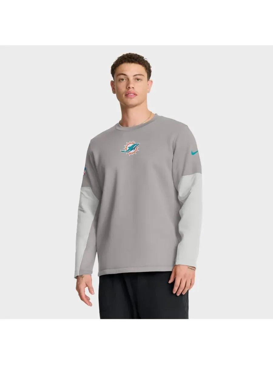 Nike Мужская серая футболка с длинным рукавом Miami Dolphins Sideline Scripted to Win Performance — изображение 1 из 5, серый