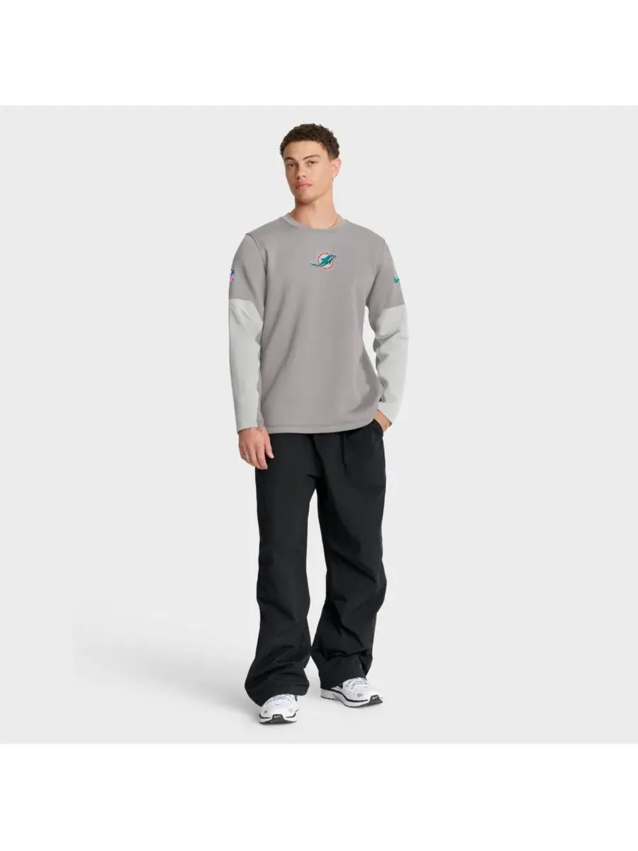 Nike Мужская серая футболка с длинным рукавом Miami Dolphins Sideline Scripted to Win Performance — изображение 3 из 5, серый