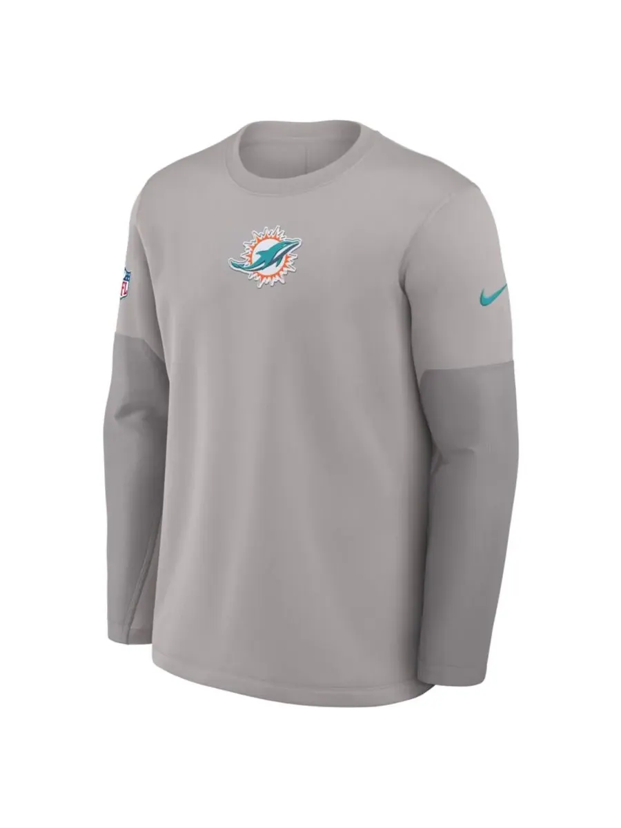 Nike Мужская серая футболка с длинным рукавом Miami Dolphins Sideline Scripted to Win Performance — изображение 5 из 5, серый