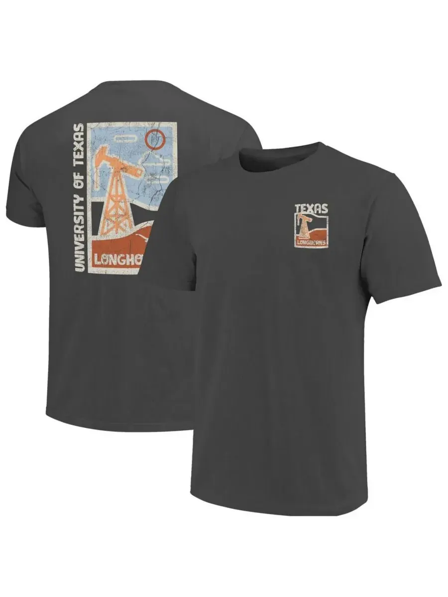 Image One Мужская футболка Texas Longhorns цвета графит с потертым рисунком и минималистичным — изображение 1 из 3, серый