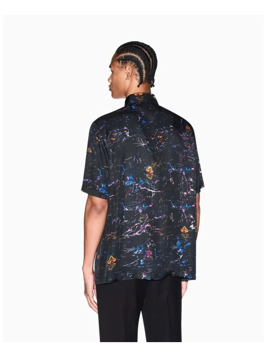 Мужская шелковая рубашка с коротким рукавом и принтом на пуговицах A|X Armani Exchange, Flower Print — изображение 3 из 5