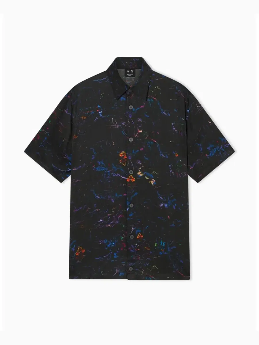 Мужская шелковая рубашка с коротким рукавом и принтом на пуговицах A|X Armani Exchange, Flower Print — изображение 5 из 5