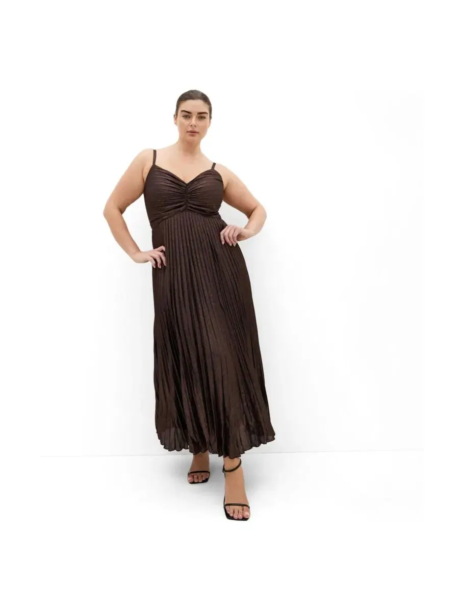 Женское макси-платье Ariana Sparkle Pleat CITY CHIC, Bronze Sparkle — изображение 1 из 5