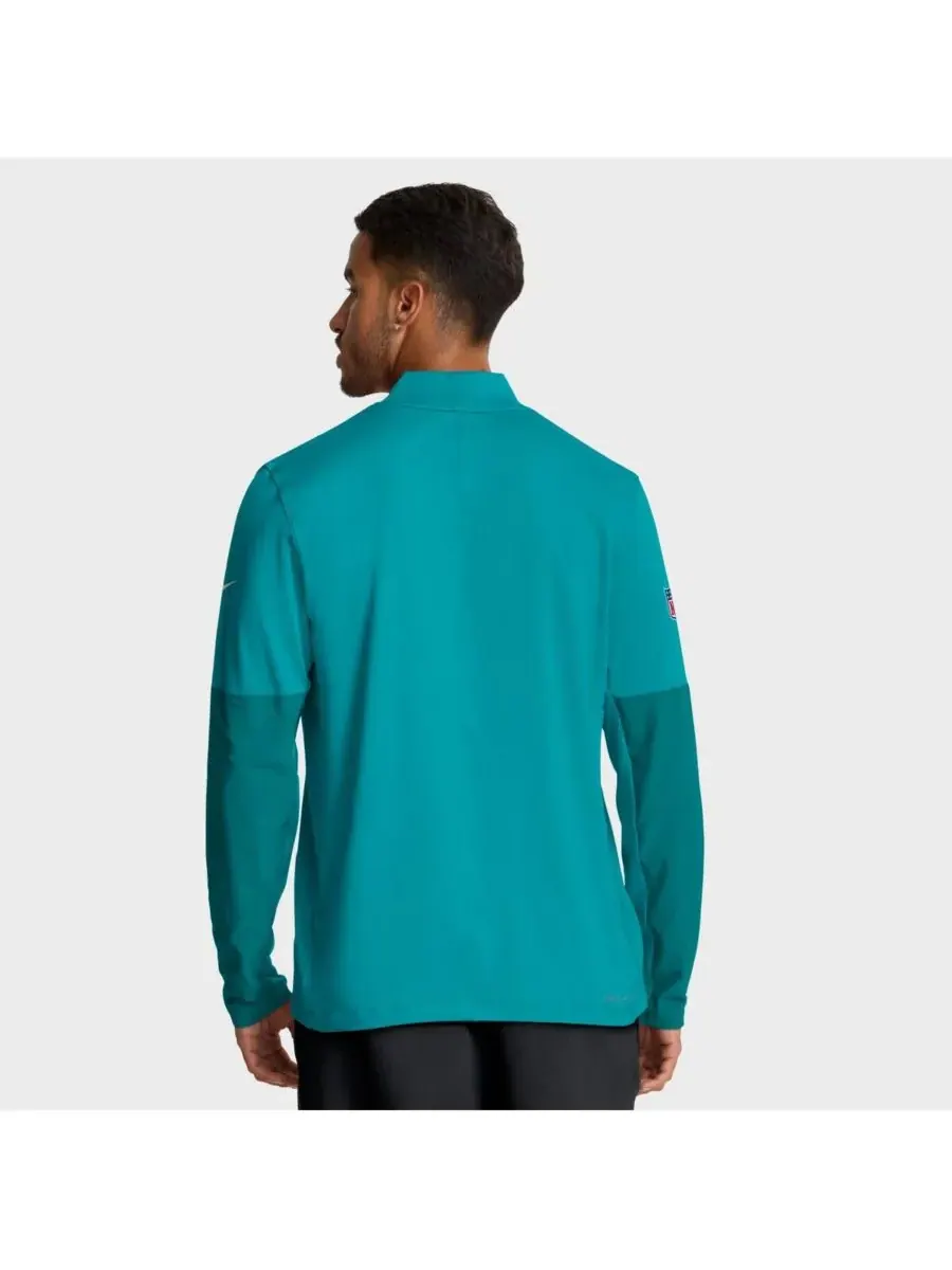 Мужской пуловер Aqua Miami Dolphins Sideline Dri-FIT с половинной молнией Nike — изображение 2 из 5, голубой