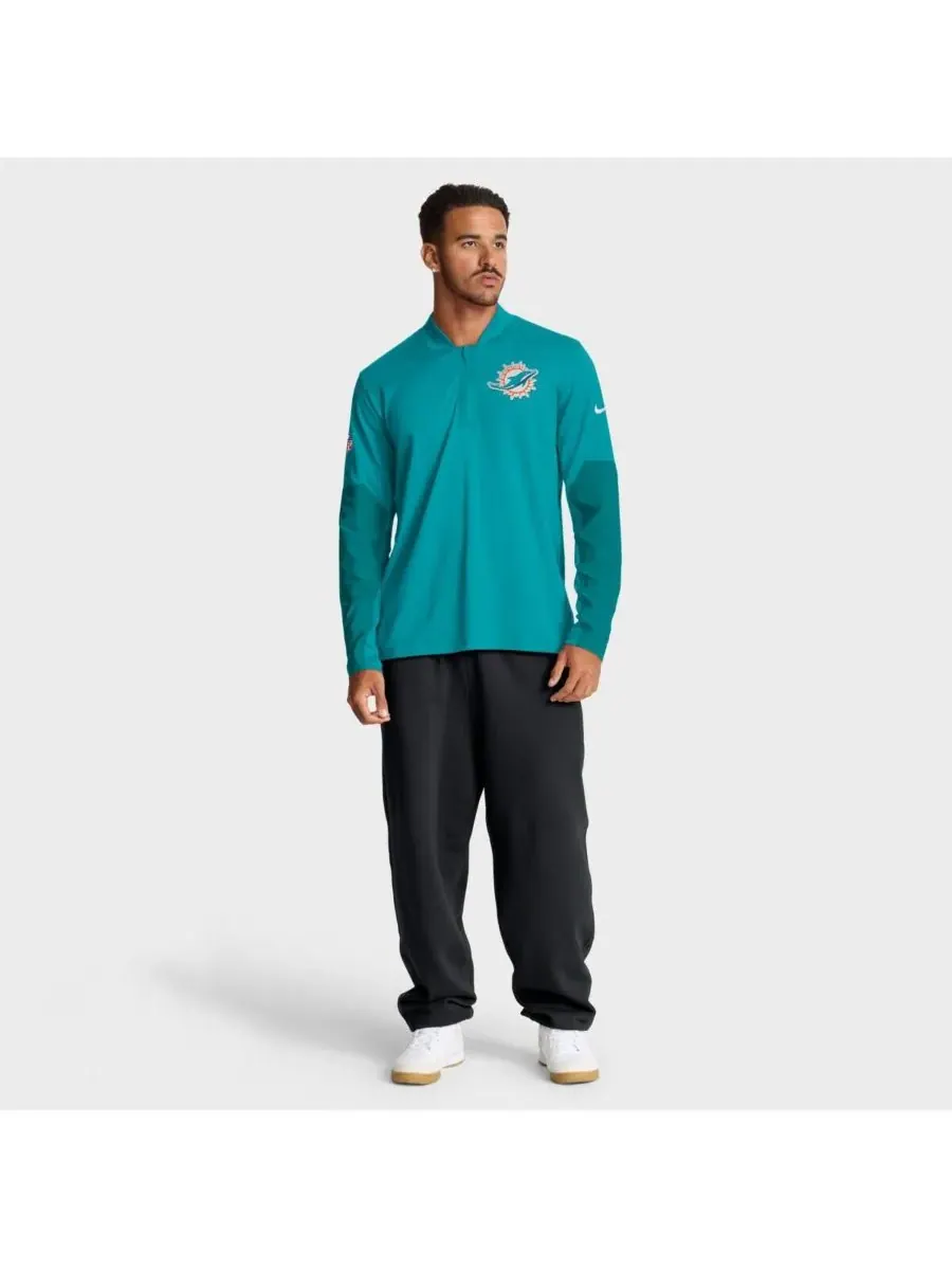 Мужской пуловер Aqua Miami Dolphins Sideline Dri-FIT с половинной молнией Nike — изображение 3 из 5, голубой
