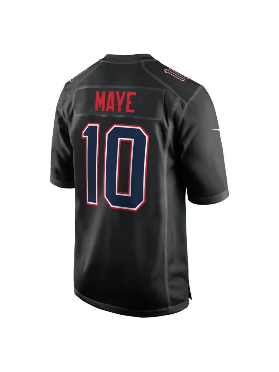 Nike Мужская игровая футболка Drake Maye Carbon Black New England Patriots — изображение 3 из 3, черный
