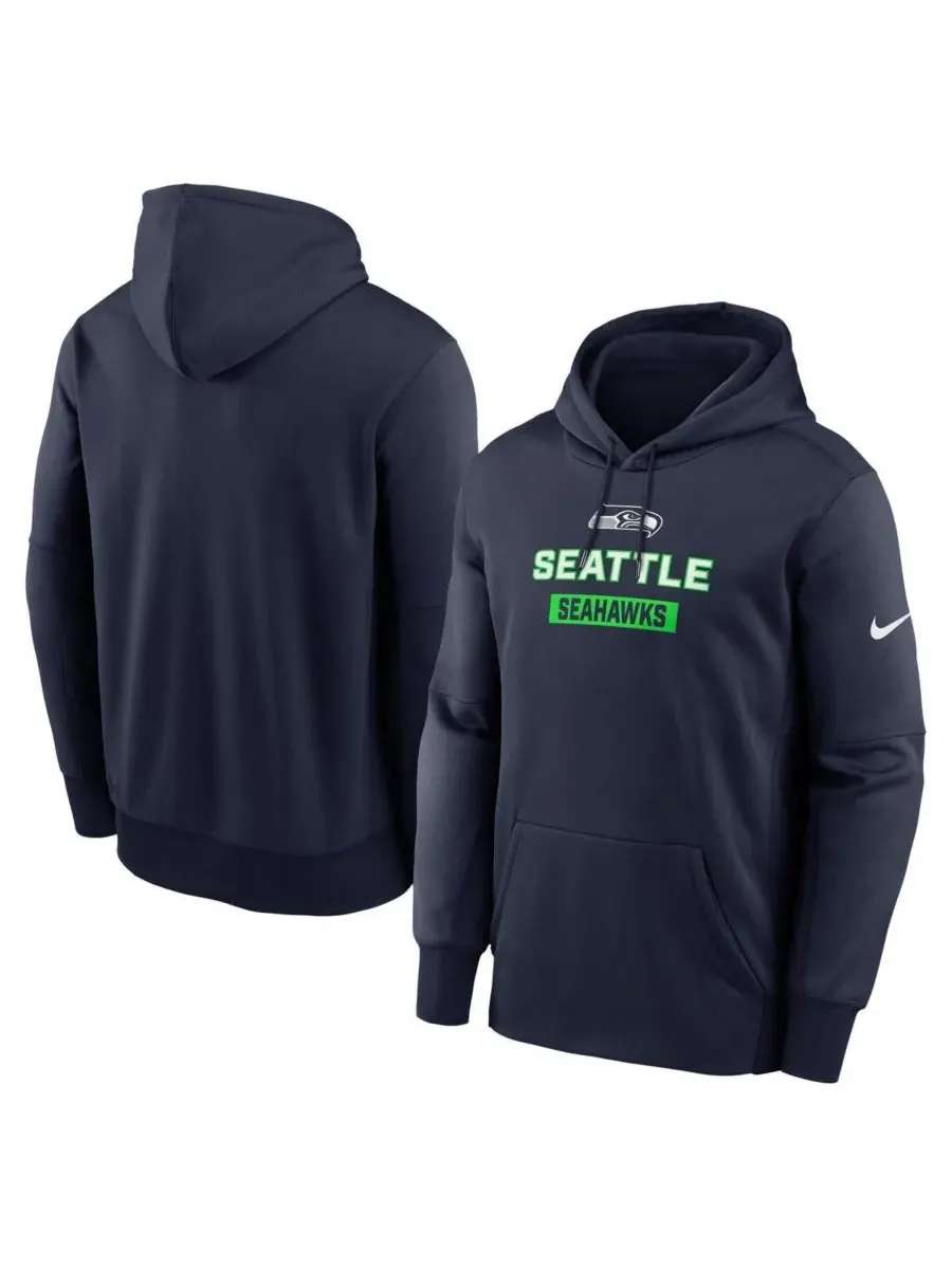 Nike Мужская толстовка с капюшоном College Navy Seattle Seahawks Toss Sweep Performance Pullover — изображение 1 из 3