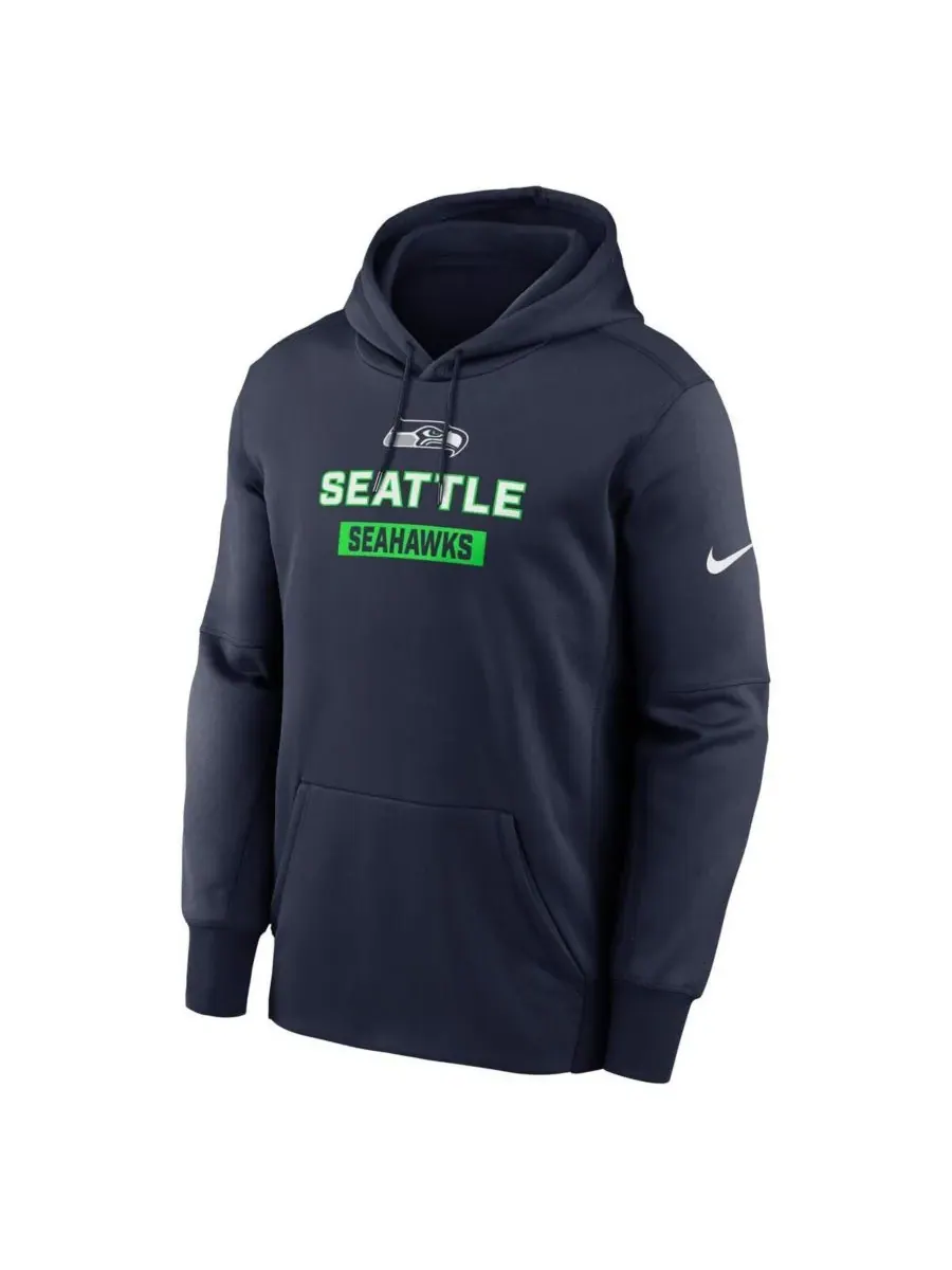 Nike Мужская толстовка с капюшоном College Navy Seattle Seahawks Toss Sweep Performance Pullover — изображение 2 из 3