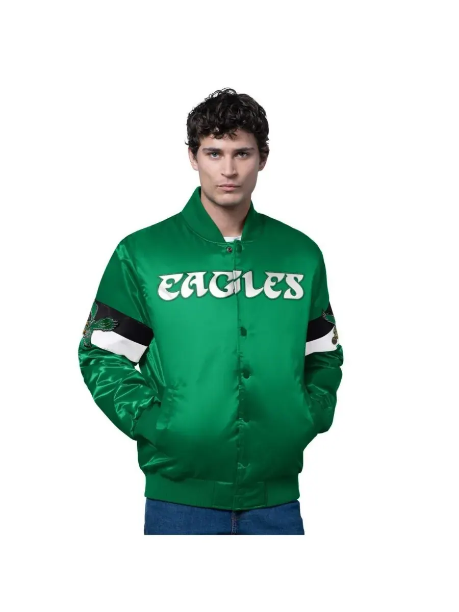 Starter Мужская куртка Philadelphia Eagles Triple Option из атласа с винтажным логотипом и — изображение 1 из 2, зеленый