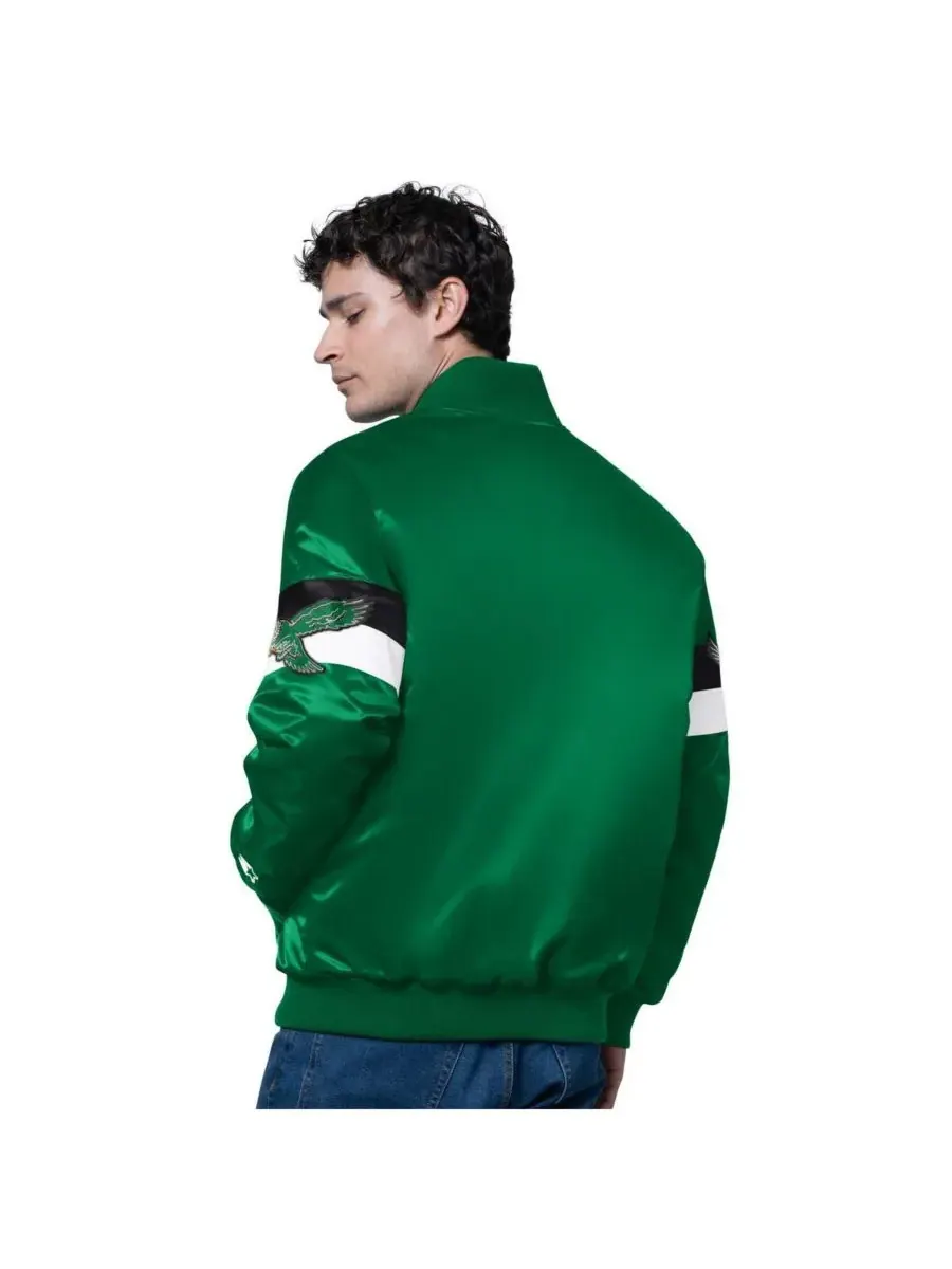 Starter Мужская куртка Philadelphia Eagles Triple Option из атласа с винтажным логотипом и — изображение 2 из 2, зеленый