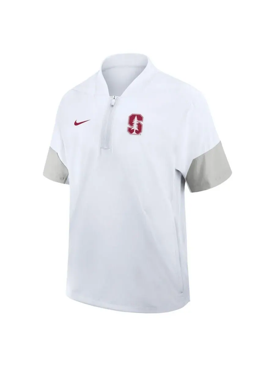 Nike Мужская белая легкая куртка с коротким рукавом для тренеров команды Stanford Cardinal 2025 — изображение 2 из 3, белый