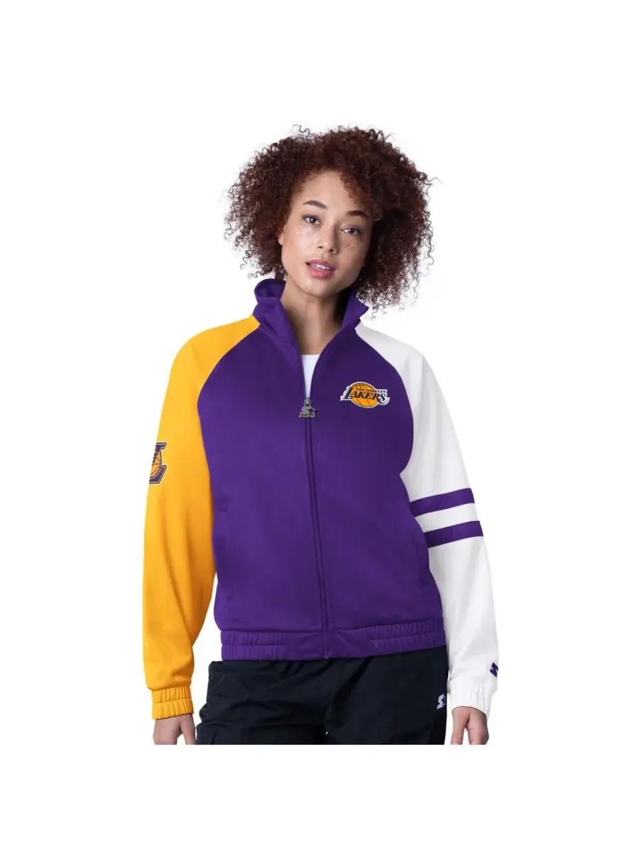 Starter Женская фиолетовая спортивная куртка Los Angeles Lakers Line Up с рукавами реглан и полной — изображение 1 из 2