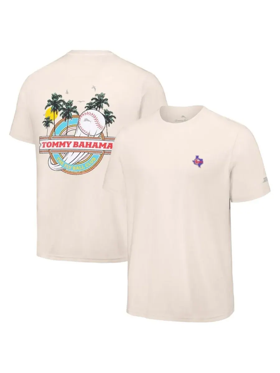 Tommy Bahama Мужская кремовая футболка Texas Rangers Fly Ball Club — изображение 1 из 3, бежевый