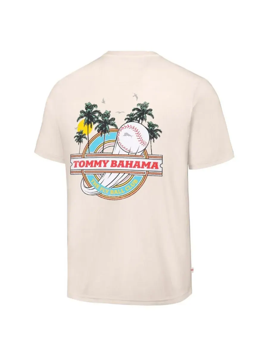 Tommy Bahama Мужская кремовая футболка Texas Rangers Fly Ball Club — изображение 3 из 3, бежевый