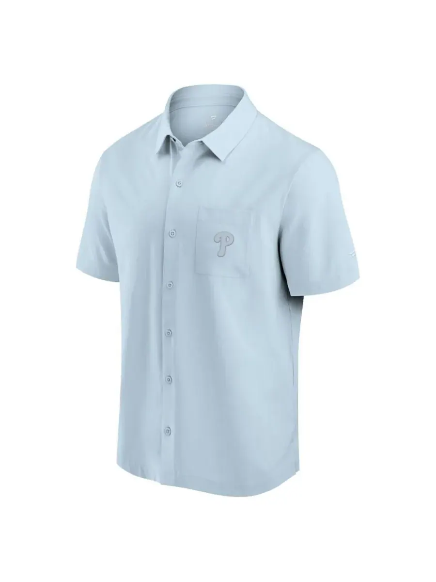 Fanatics Мужская светло-голубая рубашка на пуговицах с символикой команды Philadelphia Phillies — изображение 2 из 3