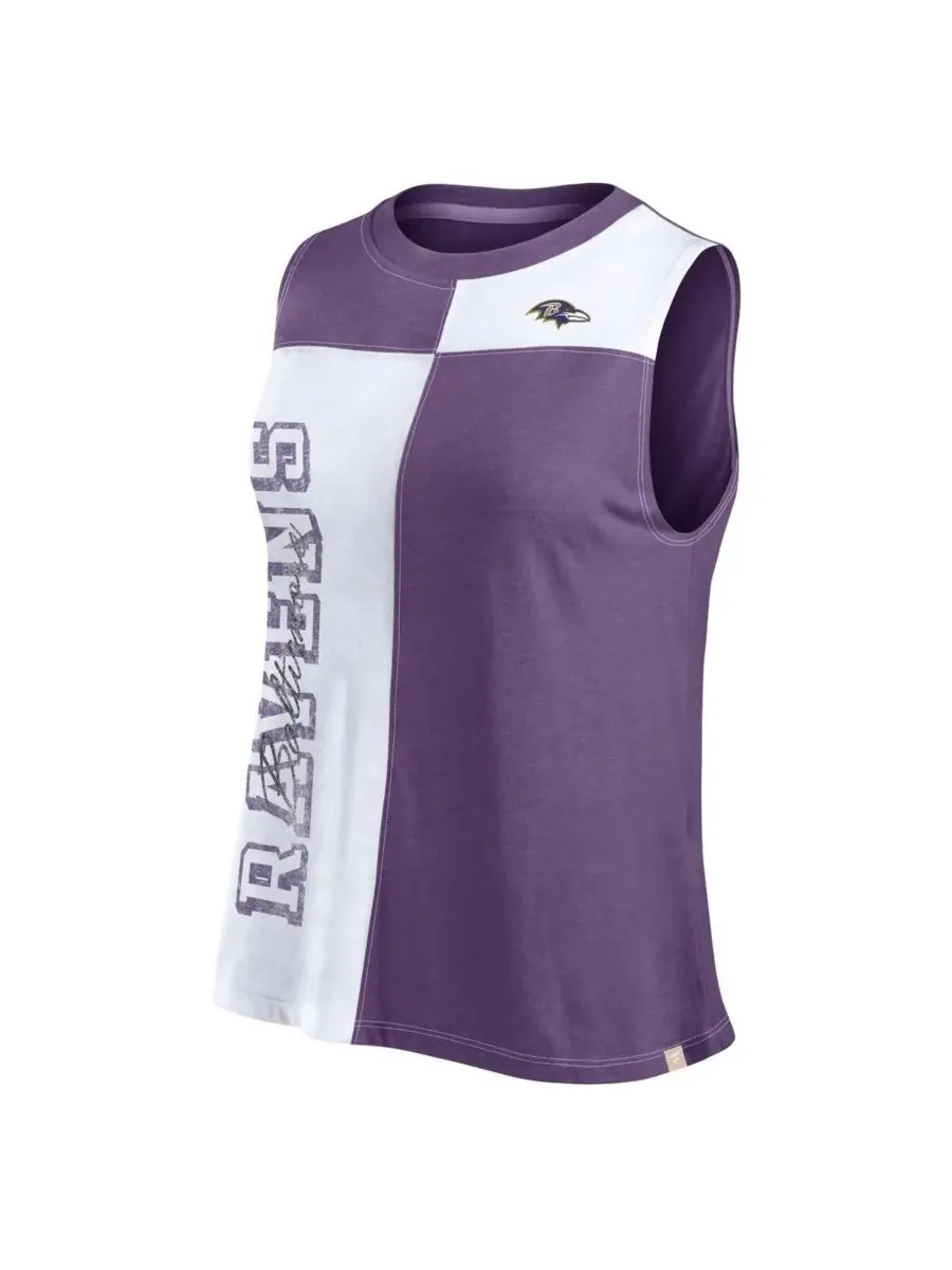 Fanatics Женская майка фиолетово-белого цвета с цветными блоками и надписью Baltimore Ravens — изображение 3 из 3