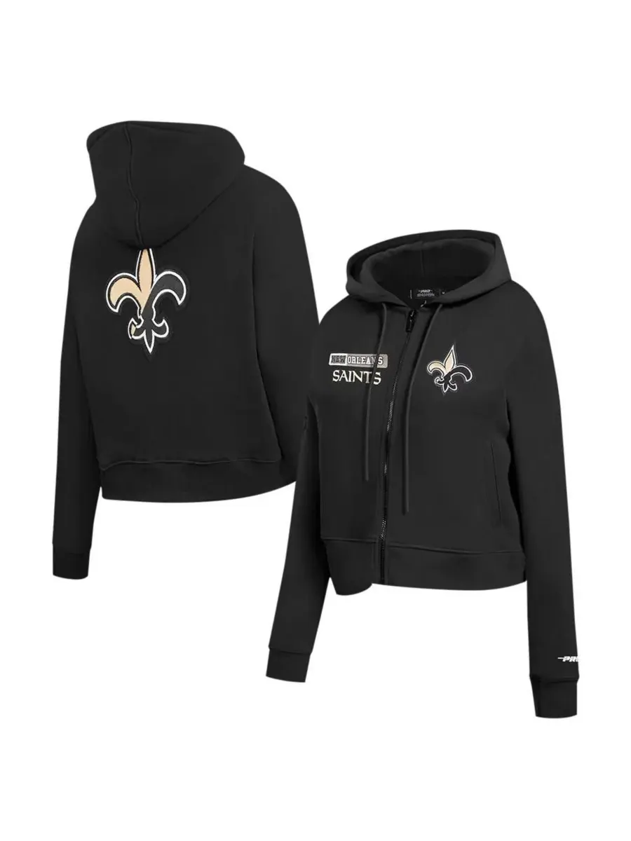 Pro Standard Женская черная толстовка на молнии с логотипом New Orleans Saints — изображение 1 из 5, черный