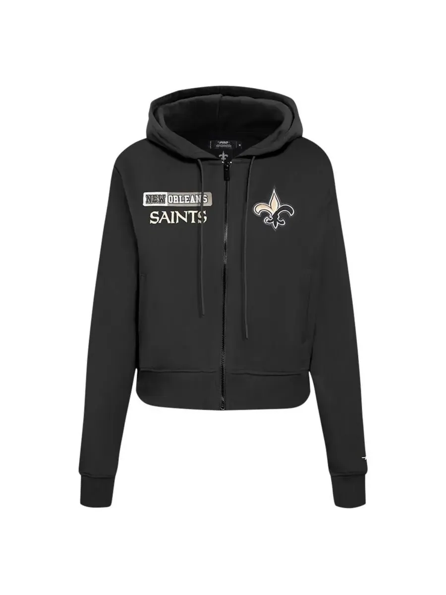 Pro Standard Женская черная толстовка на молнии с логотипом New Orleans Saints — изображение 2 из 5, черный
