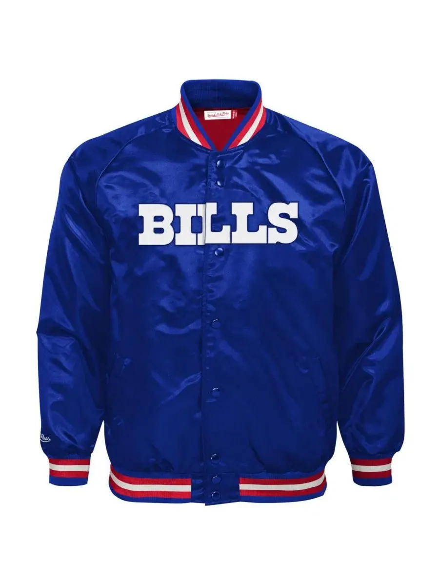 Легкая атласная куртка Royal Buffalo Bills на кнопках для мальчиков и девочек Mitchell & Ness — изображение 2 из 3