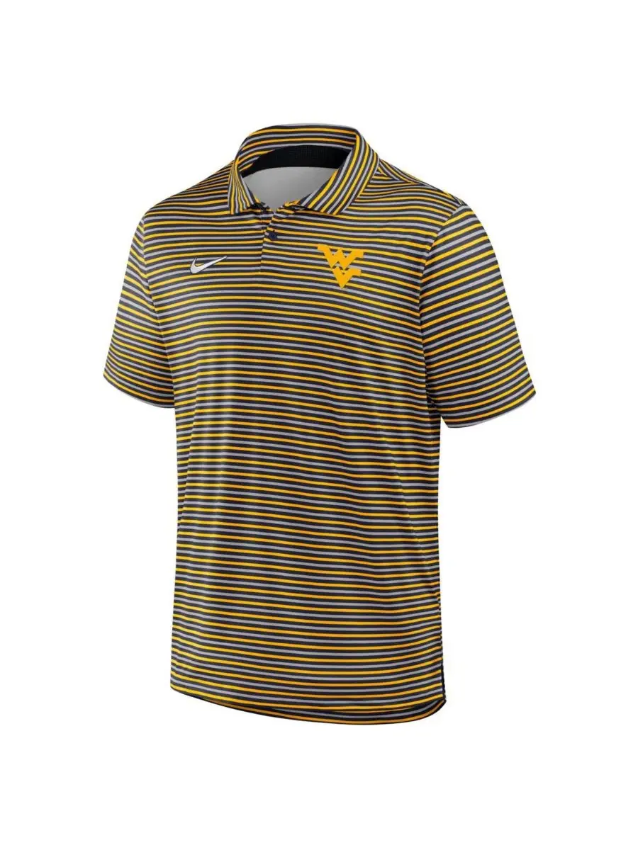 Мужская золотая футболка-поло West Virginia Mountaineers 2025 Coaches Premium Tour Stripe Dri-FIT — изображение 1 из 5