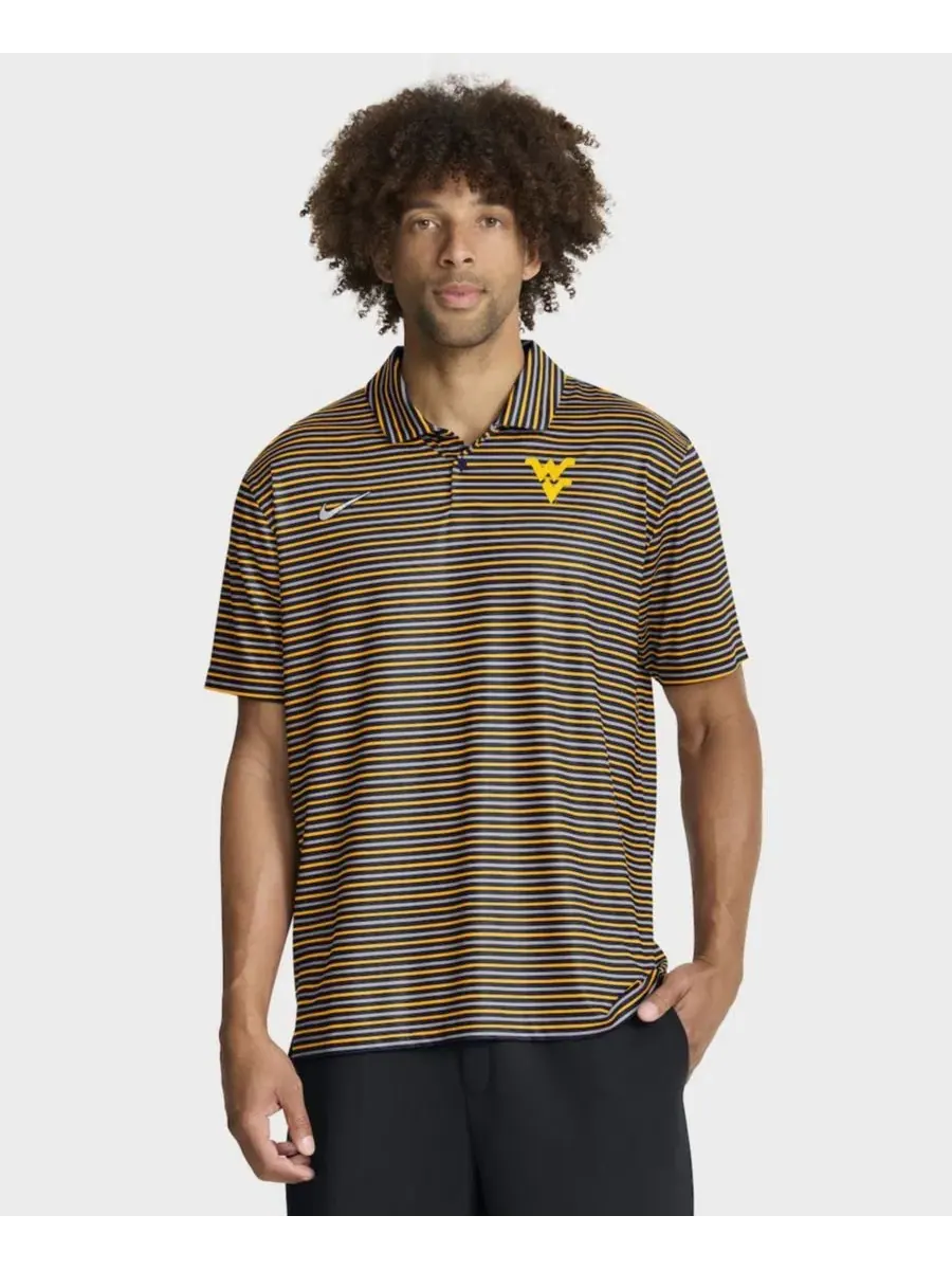 Мужская золотая футболка-поло West Virginia Mountaineers 2025 Coaches Premium Tour Stripe Dri-FIT — изображение 5 из 5