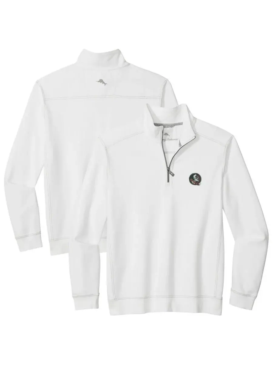 Tommy Bahama Мужская белая куртка Florida State Seminoles Montego Bay с половинной молнией — изображение 1 из 3, белый