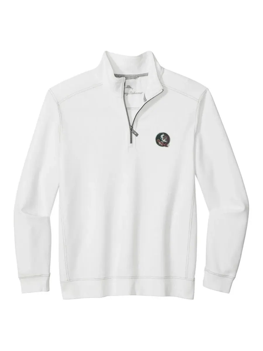 Tommy Bahama Мужская белая куртка Florida State Seminoles Montego Bay с половинной молнией — изображение 2 из 3, белый