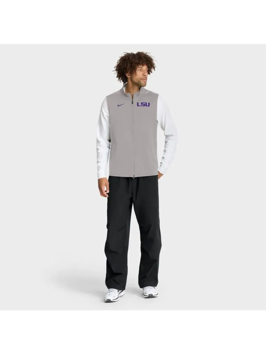 Nike Мужской серый жилет на молнии LSU Tigers Primetime Victory Performance — изображение 3 из 4