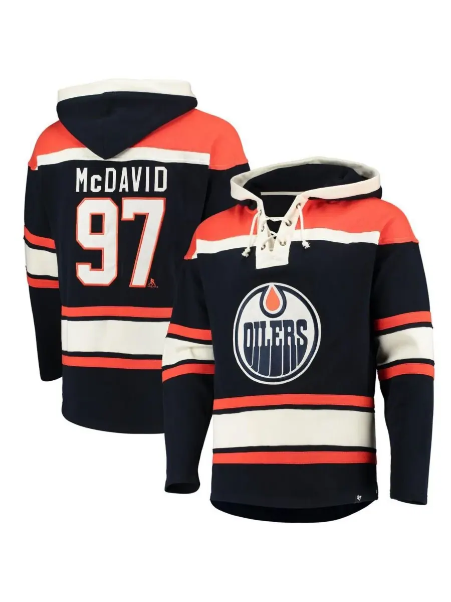 '47 Brand Мужская толстовка с капюшоном '47 Connor Mcdavid Navy Edmonton Oilers Player Name and — изображение 1 из 4