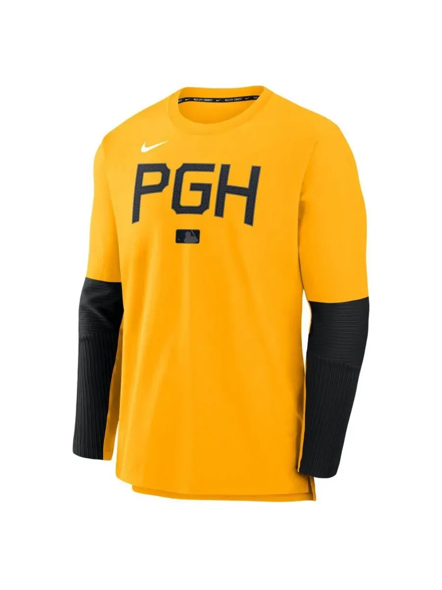Мужская золотистая футболка с длинным рукавом Pittsburgh Pirates Authentic Collection City Connect — изображение 2 из 3