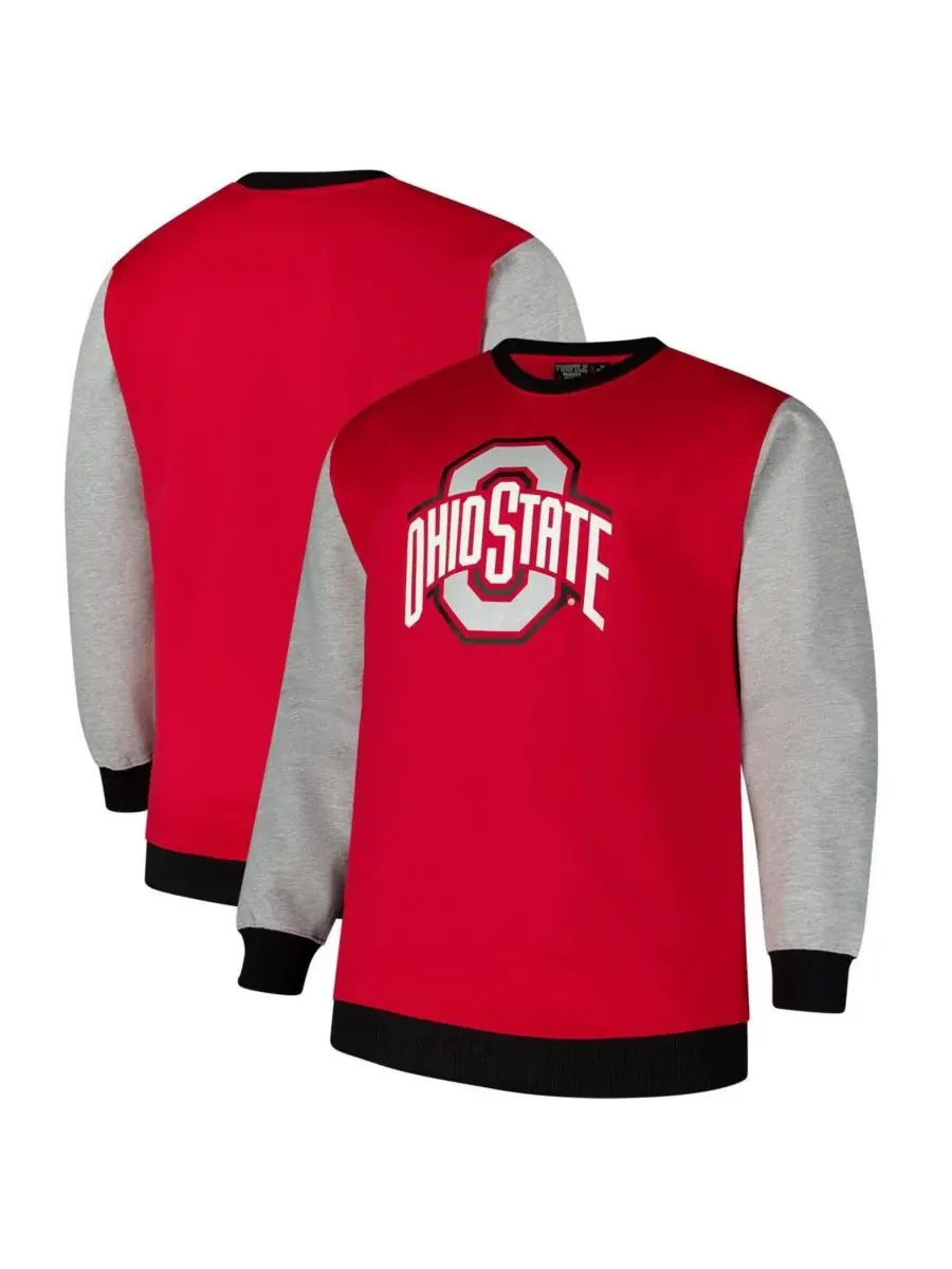 Мужская алая толстовка с контрастными рукавами и логотипом Ohio State Buckeyes, размер Large — изображение 1 из 3, алый