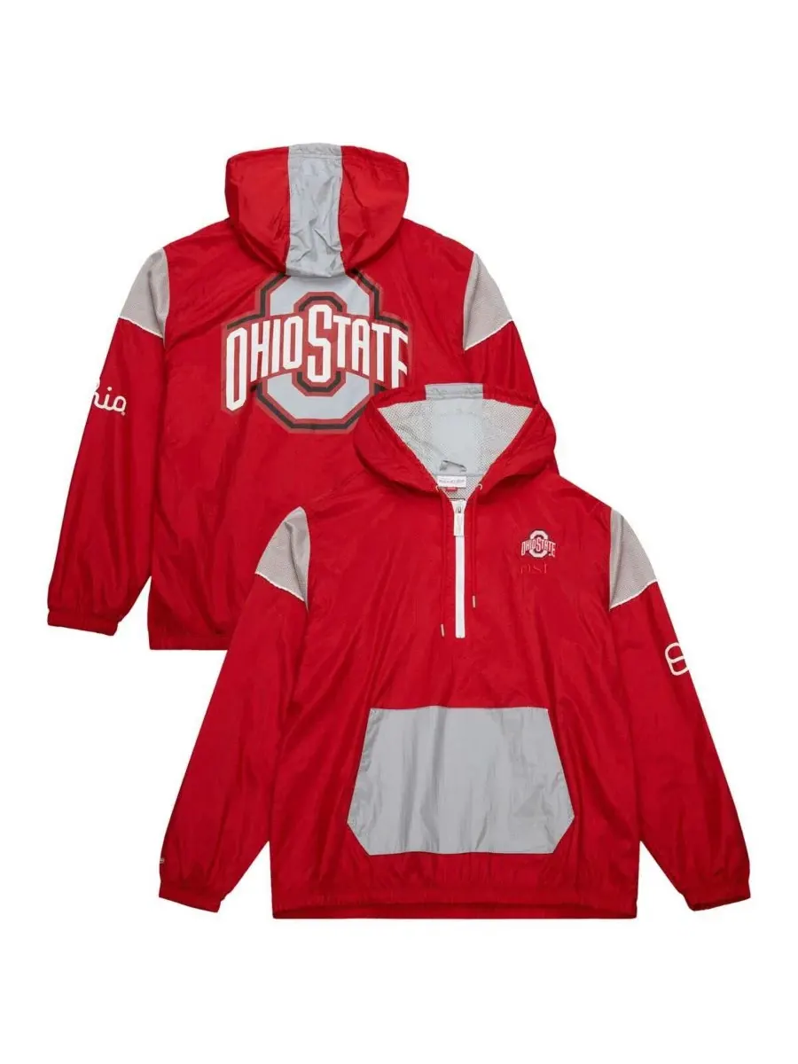Мужская алая куртка-анорак Ohio State Buckeyes Team 3.0 с застежкой-молнией до середины груди — изображение 1 из 5, алый