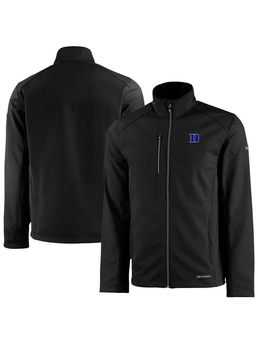 Мужская черная куртка Duke Blue Devils Evoke Eco Softshell на молнии Cutter & Buck — изображение 1 из 3, черный