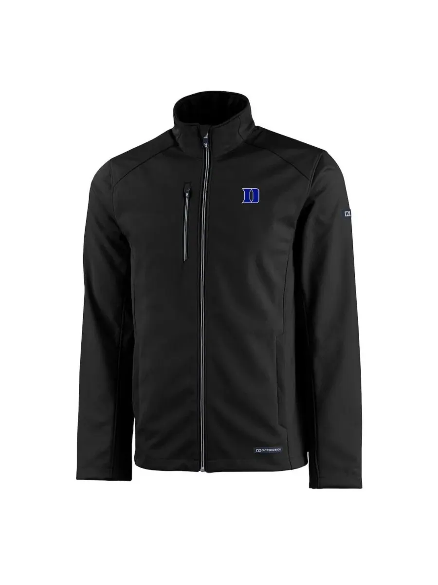 Мужская черная куртка Duke Blue Devils Evoke Eco Softshell на молнии Cutter & Buck — изображение 2 из 3, черный