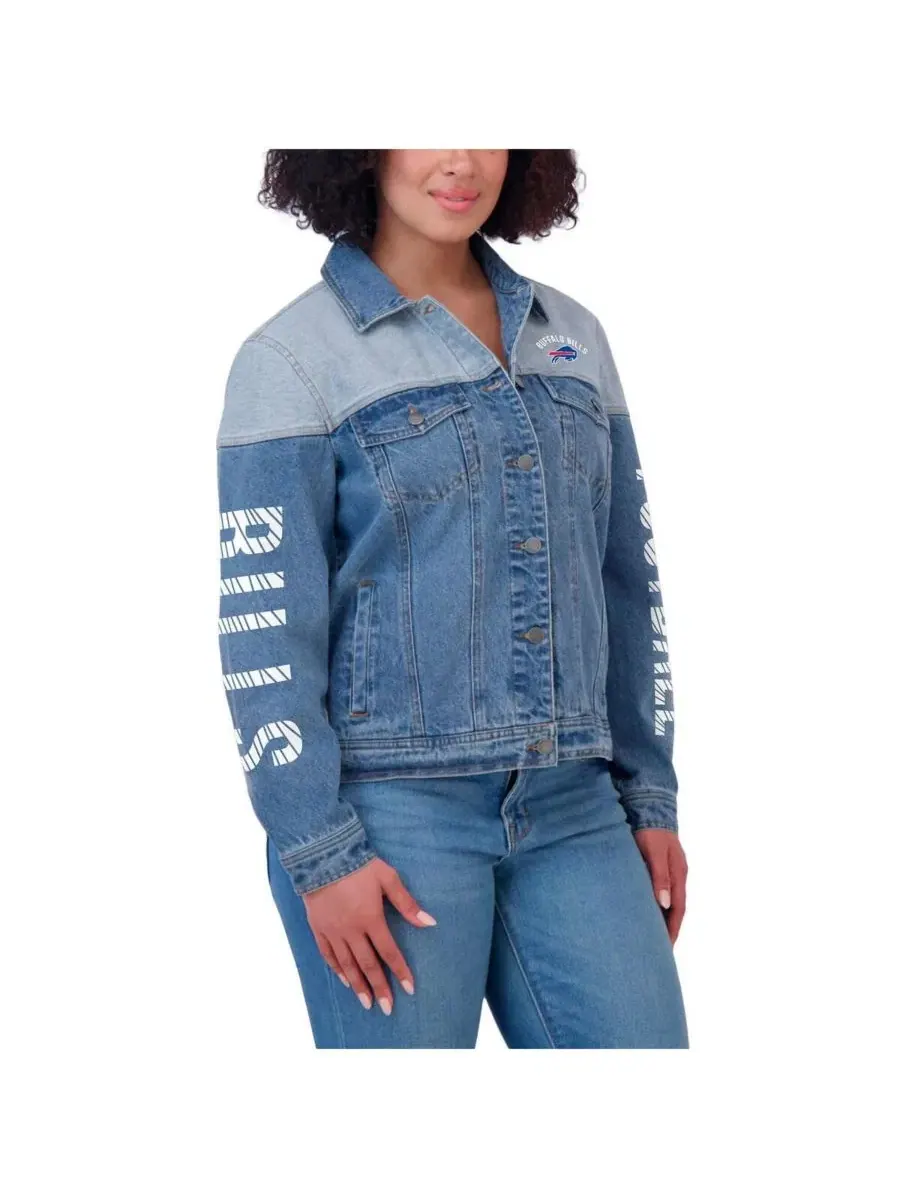 Женская джинсовая куртка Buffalo Bills на пуговицах Wear By Erin Andrews, деним — изображение 3 из 4, джинсовый синий