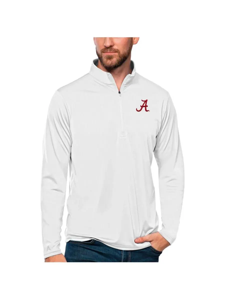Мужская белая футболка с застежкой-молнией в честь команды Alabama Crimson Tide Antigua — изображение 1 из 1, белый