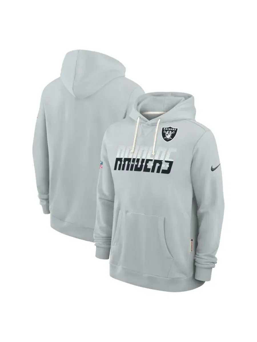 Худи с капюшоном Dri-FIT Los Vegas Raiders Sideline Standard Issue Top Prospect Nike — изображение 1 из 3, серебряный