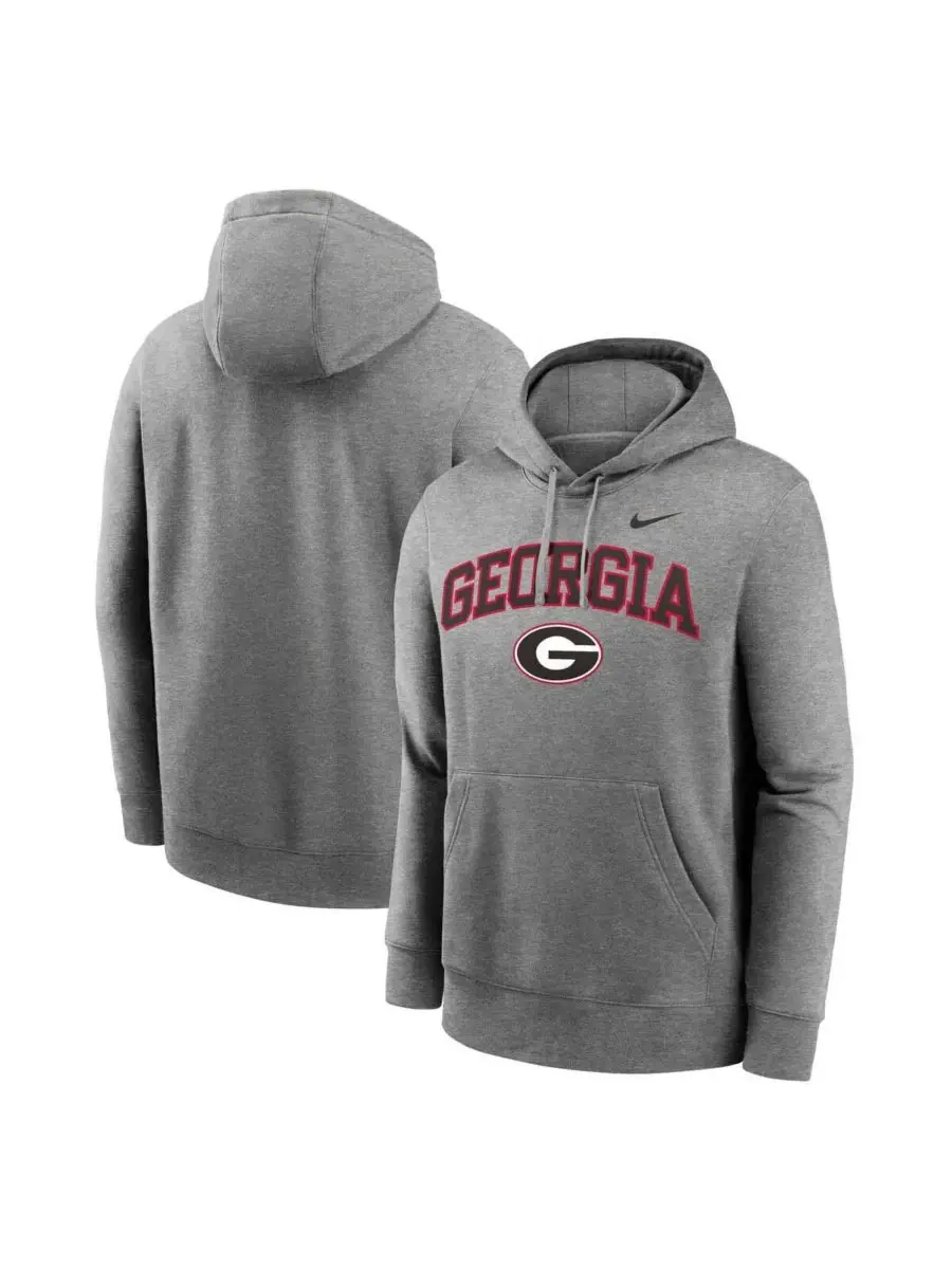 Худи с капюшоном из флиса Club Fleece Arch Georgia Bulldogs Nike — изображение 1 из 3, серый