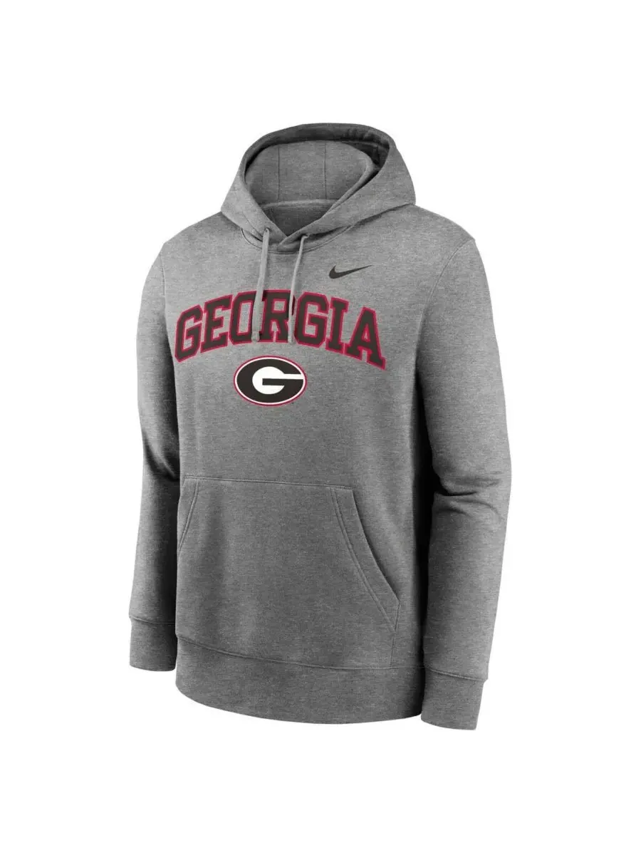 Худи с капюшоном из флиса Club Fleece Arch Georgia Bulldogs Nike — изображение 2 из 3, серый