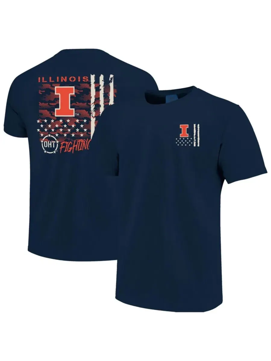 Футболка с принтом Illinois Fighting Illini Comfort Colors OHT Camo Overlay Image One — изображение 1 из 3, темно-синий