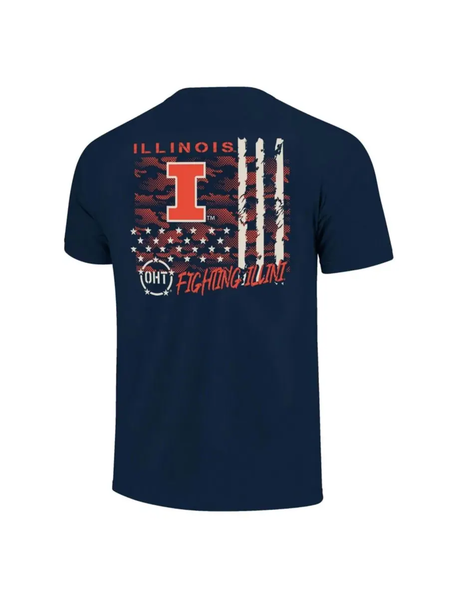 Футболка с принтом Illinois Fighting Illini Comfort Colors OHT Camo Overlay Image One — изображение 2 из 3, темно-синий