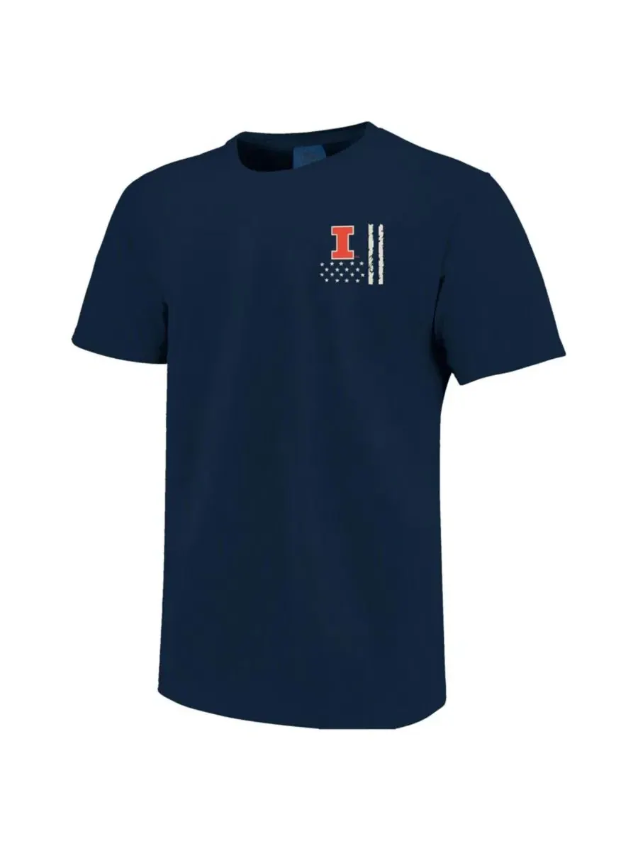 Футболка с принтом Illinois Fighting Illini Comfort Colors OHT Camo Overlay Image One — изображение 3 из 3, темно-синий