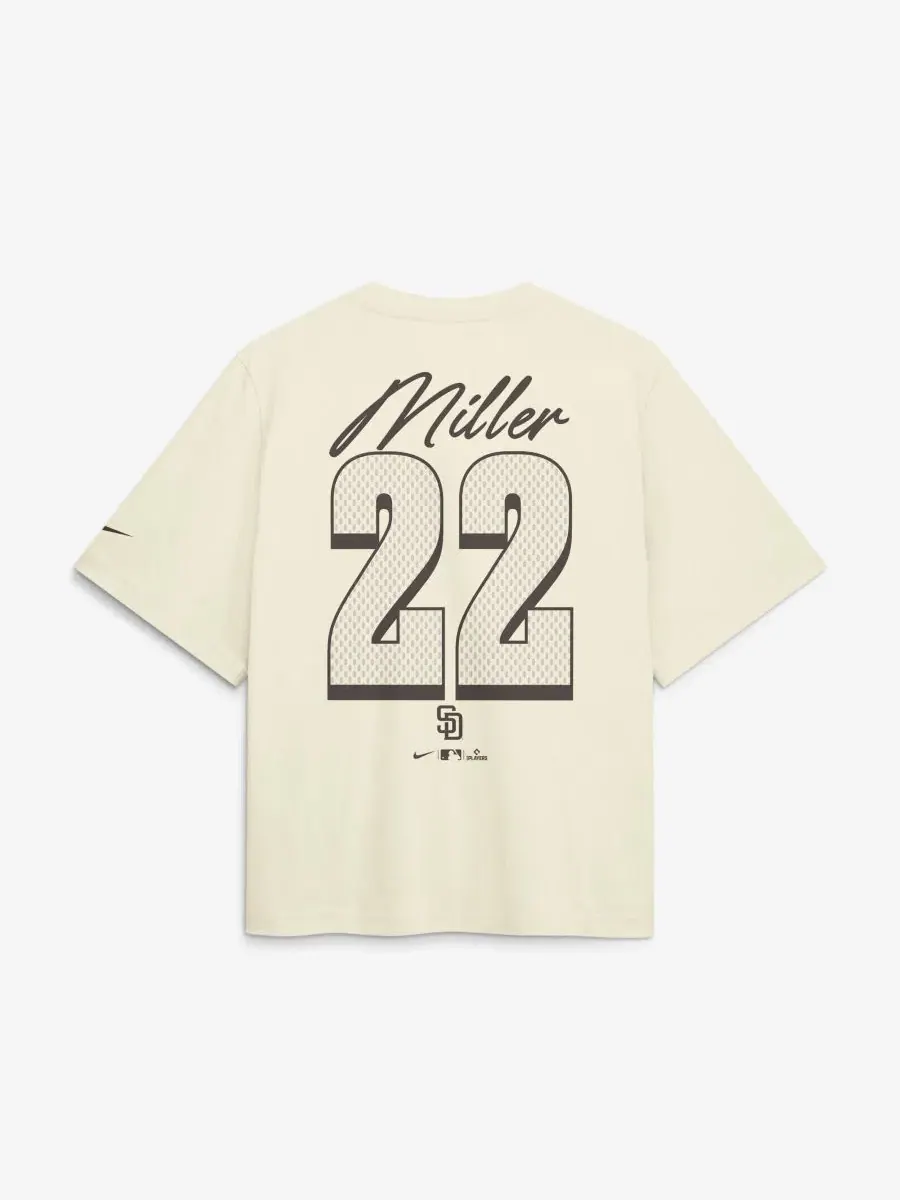 Футболка с длинным рукавом Nike, модель Mason Miller San Diego Padres Boxy Name & Number — изображение 3 из 3, бежевый