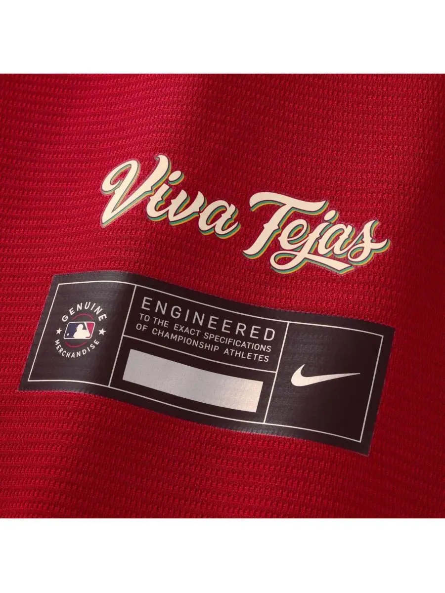 Футболка Nike с коротким рукавом Jacob DeGrom Red Texas Rangers 2026 City Connect Stadium Jersey — изображение 5 из 7